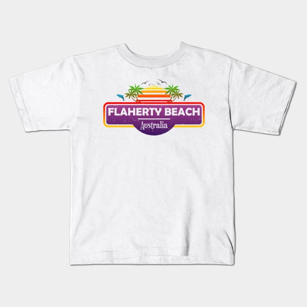 Flaherty Beach Australia, Yorke Peninsula, SA, Tropical Palm Trees Sunset – Summer Kids T-Shirt by Jahmar Anderson